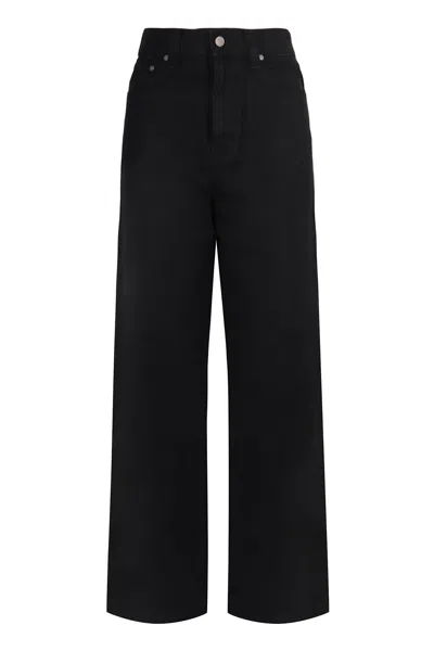 Khaite Bacall Low Rise Straight Jeans In Black