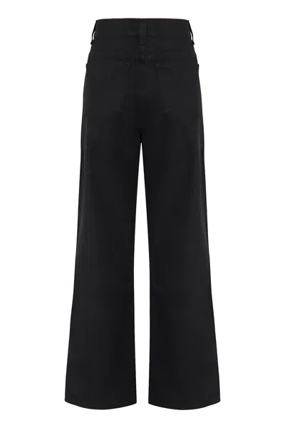 Khaite Bacall Low Rise Straight Jeans In Black