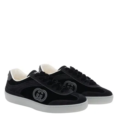 Gucci G75 Low Top Sneakers With Rubber Sole In Black