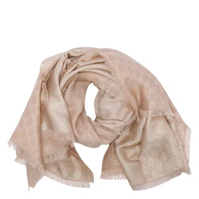 Gucci Gg Lame Printed Scarf In Pink