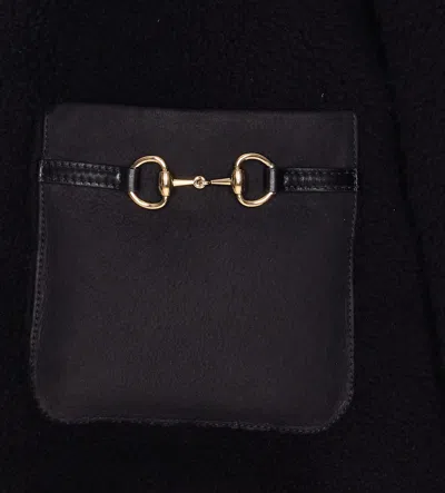 Gucci Shearling Jacket With Horsebit Details In Black