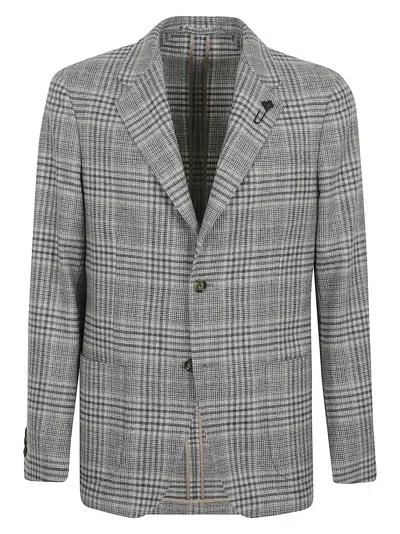 Lardini Plaid Tailored Jacket With Notch Lapels In Gray