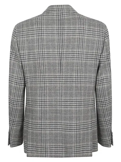 Lardini Plaid Tailored Jacket With Notch Lapels In Gray