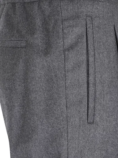 Lardini Stretch Combed Flannel Trousers In Gray