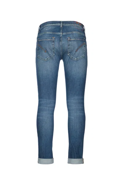 Dondup Denim Trousers With Belt Loops And Rolled Cuffs In Blue