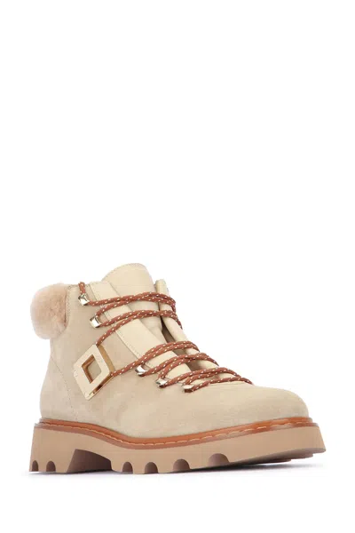 Roger Vivier Viv Rangers Truck Booties In Suede Beige In Brown