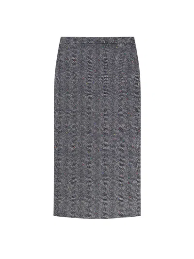 Givenchy Cotton Skirt With Herringbone And Chevron In Gray