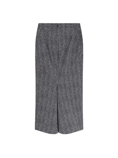 Givenchy Cotton Skirt With Herringbone And Chevron In Gray