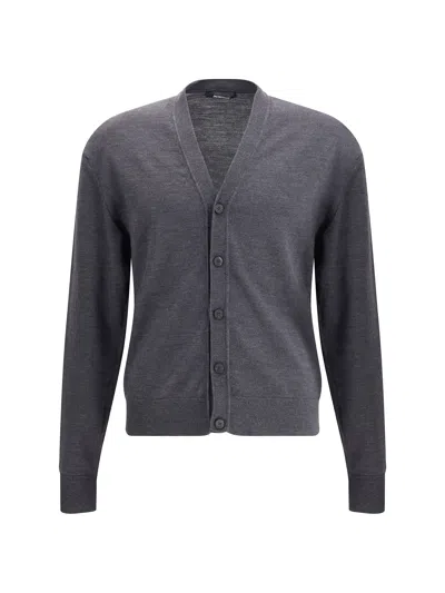 Jacquemus Embroidered-logo Ribbed Cardigan In Gray