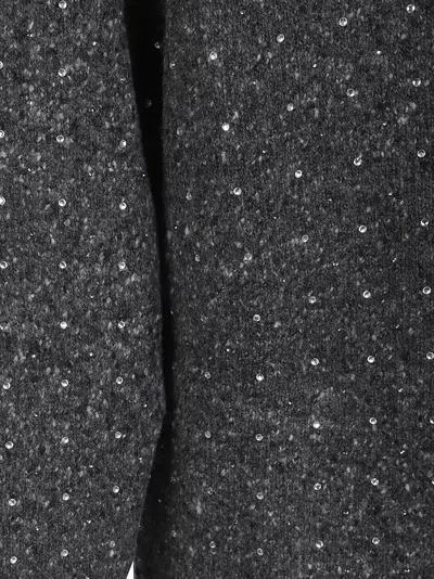 Pinko Dark Grey Knitted Cardigan With V-neckline In Gray