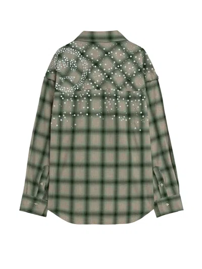 Barrow Shirt With Check Pattern And All-over Studs In Green