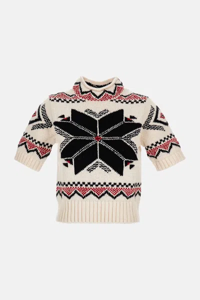 Polo Ralph Lauren Snowflake Mockneck Short-sleeve Sweater In Neutral