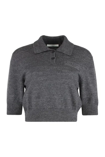 Givenchy Cropped Wool And Alpaca Polo Sweater In Gray