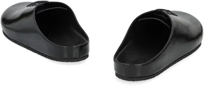 Jacquemus Round Toe Open Back Flat Sole Slippers In Black