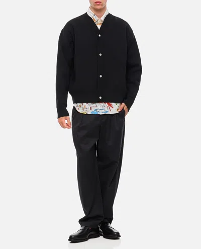 Jacquemus Men Black V-neck Cardigan With J Logo On The Back In Wool Man