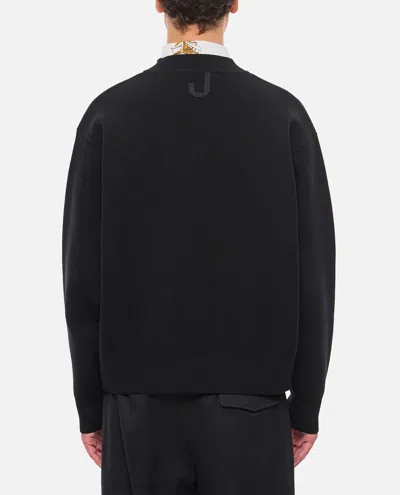 Jacquemus Men Black V-neck Cardigan With J Logo On The Back In Wool Man