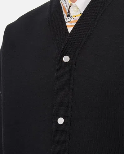 Jacquemus Men Black V-neck Cardigan With J Logo On The Back In Wool Man