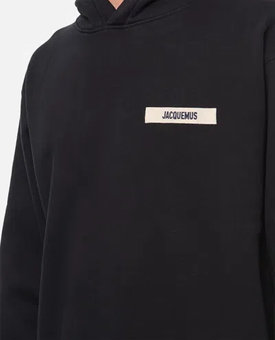 Jacquemus Hooded Long Sleeve Knitwear With Ribbed Cuffs In Black