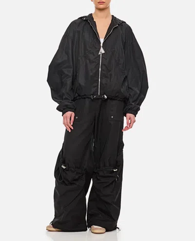 Attico Oversized Black Hooded Bomber Jacket
