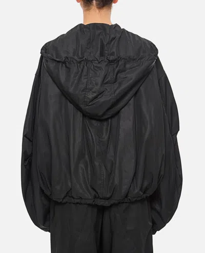 Attico Oversized Black Hooded Bomber Jacket