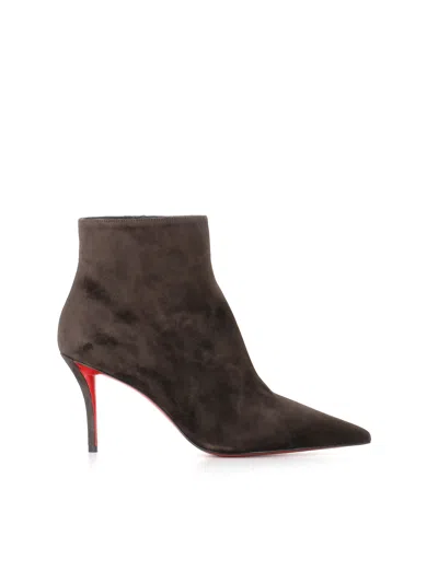 Christian Louboutin Miss Z 80 Suede Ankle Boots In Brown