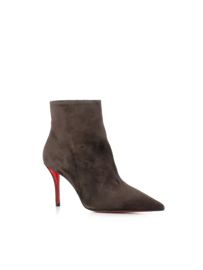 Christian Louboutin Miss Z 80 Suede Ankle Boots In Brown