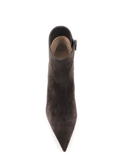Christian Louboutin Miss Z 80 Suede Ankle Boots In Brown
