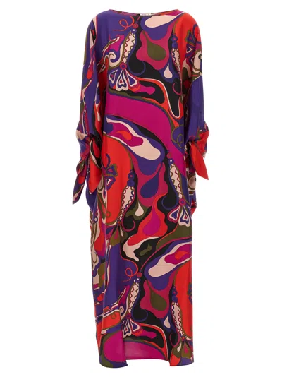 Pucci Orchidee Print Long Silk Kaftan In Multi