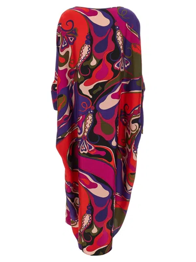 Pucci Orchidee Print Long Silk Kaftan In Multi