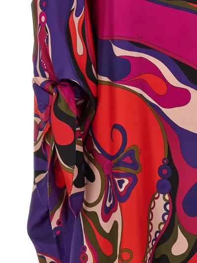 Pucci Orchidee Print Long Silk Kaftan In Multi