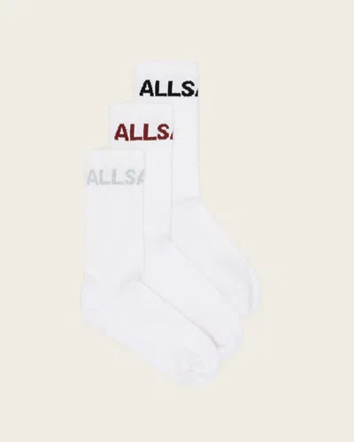 Allsaints Jae Logo Socks White Multi Pack In Brown