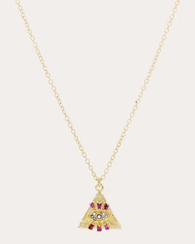 Armenta Women's Evil Eye 18k Gold Multi-stone Triangle Pendant Necklace In Brown