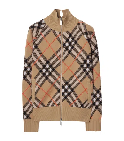 Burberry Wool-blend Check Track Jacket In Multi