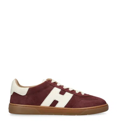 Hogan Chocolate Brown Suede Platform Sneakers With Lace-up Closure And H Logo Detail