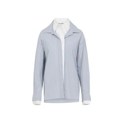 Acne Studios Blue Cotton Blouse In Multi