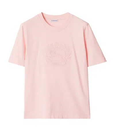 Burberry Gothic Logo Cotton T-shirt In Pink