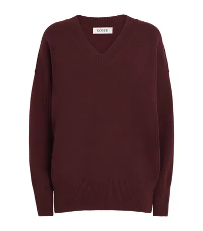 Rohe Wool V-neck Sweater In Burgundy