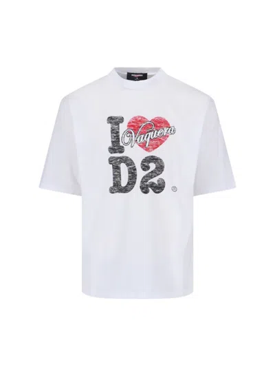 Dsquared2 Multicolor Logo Print Cotton T-shirt In White