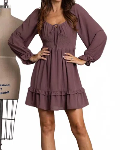 She + Sky Mini Boho Casual Dress In Mocha In Purple