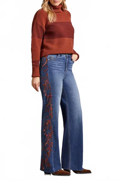 Tribal Two-tone Ottoman Turtleneck Tunic Sweater In Marsala In Multi