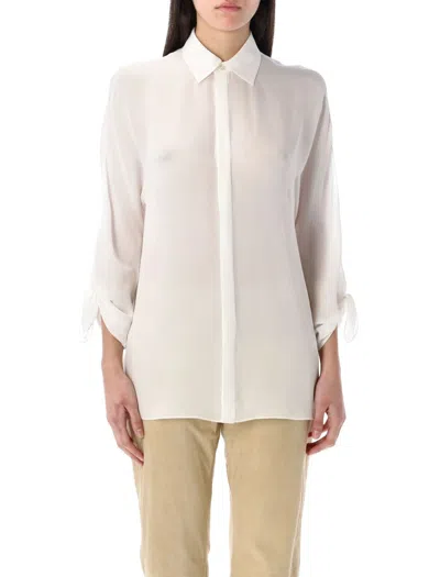 Polo Ralph Lauren Lightweight Semi-sheer Georgette Silk Blouse In Multi