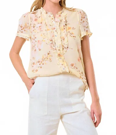 Doe & Rae Frilled Button Down Blouse In Lt. Yellow In Neutral