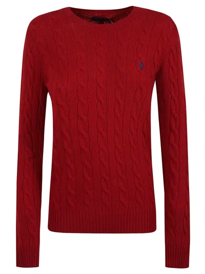 Polo Ralph Lauren Cable-knit Cashmere Blend Sweater With Iconic Pony Detail In Red