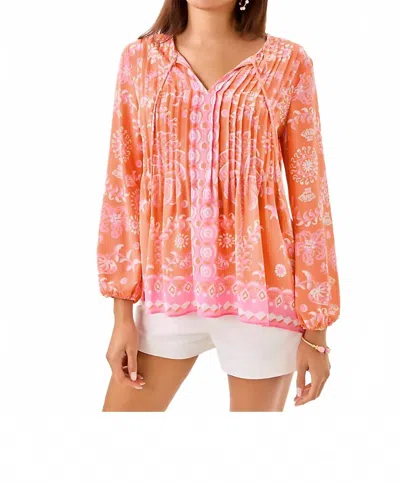 Lilly Pulitzer Marilina Tunic Top Breezy Palm In Papaya In Brown