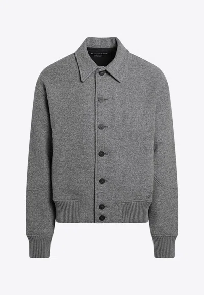 Jacquemus Mens Grey Feltro Pointed-collar Wool Bomber Jacket In Gray