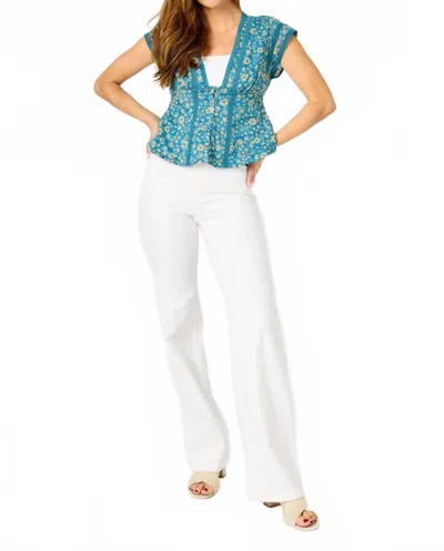 Judy Blue High-waisted Braided Detail Wide Leg Jeans In White In White