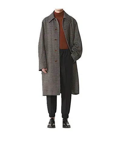 Lanvin Checked Wool Car Coat In Black