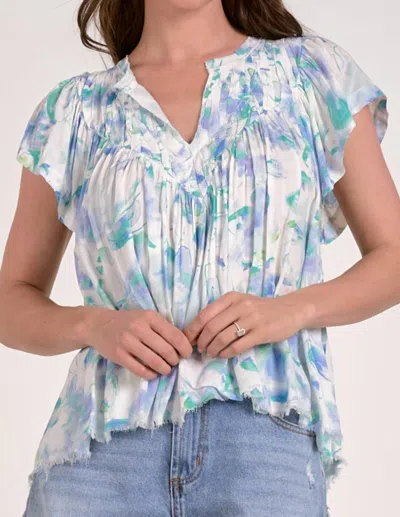 Elan Allure Print Blouse In Blue In Blue