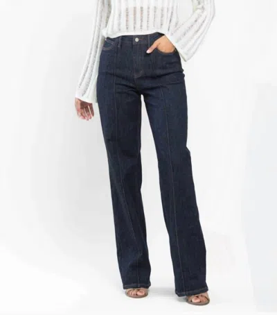 Judy Blue Dart Wide Leg Denim In Dark Wash In Animal Print