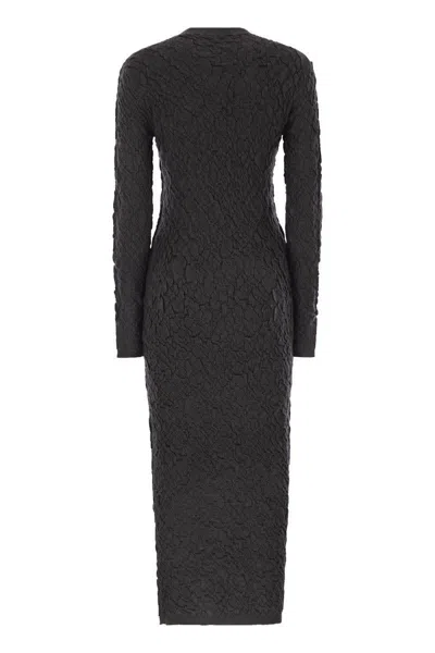 Fabiana Filippi Merino Wool Knit Dress With Embossed Effect In Gray